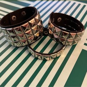 Bundle of Studded Leather Bracelets